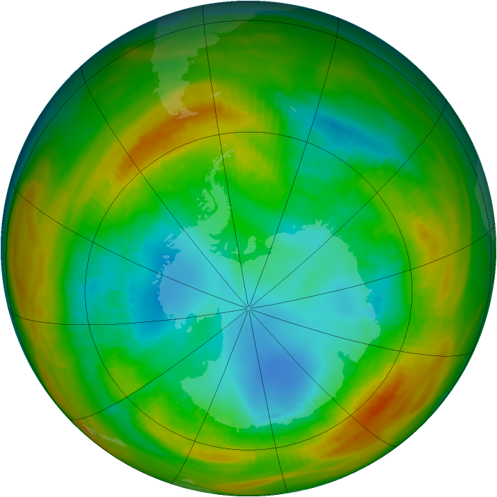 Antarctic ozone map for 15 August 1979